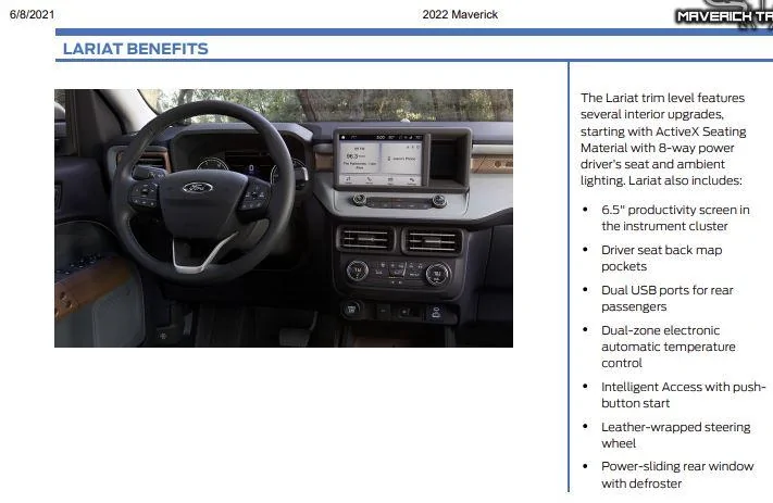Ford Maverick Which models / package come with push button start ? lariat