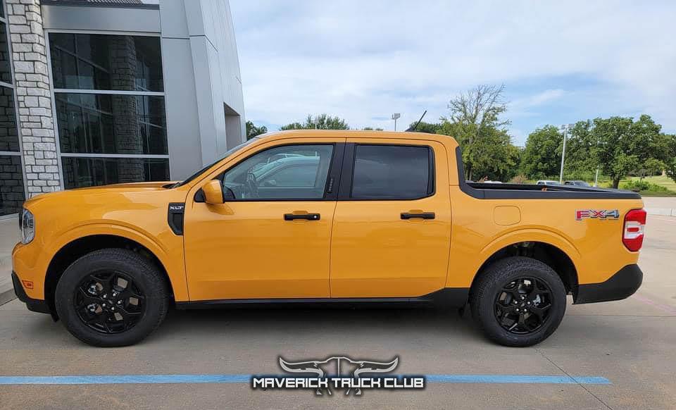 Ford Maverick CYBER ORANGE Maverick Photos Thread Cyber Orange 2022 Maverick XLT FX4 Black Wheels 1