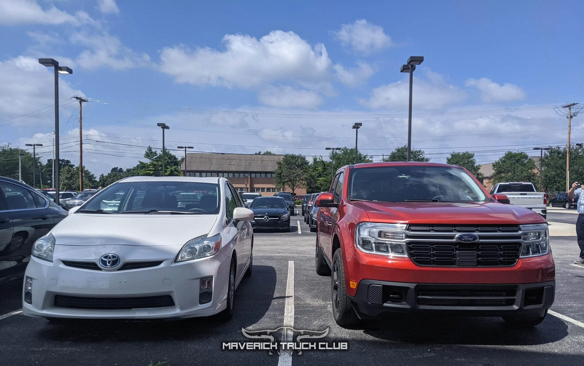 Ford Maverick HOT PEPPER RED Maverick Photos Thread Hot Pepper Red 2022 Maverick Lariat FX4 vs Prius 5