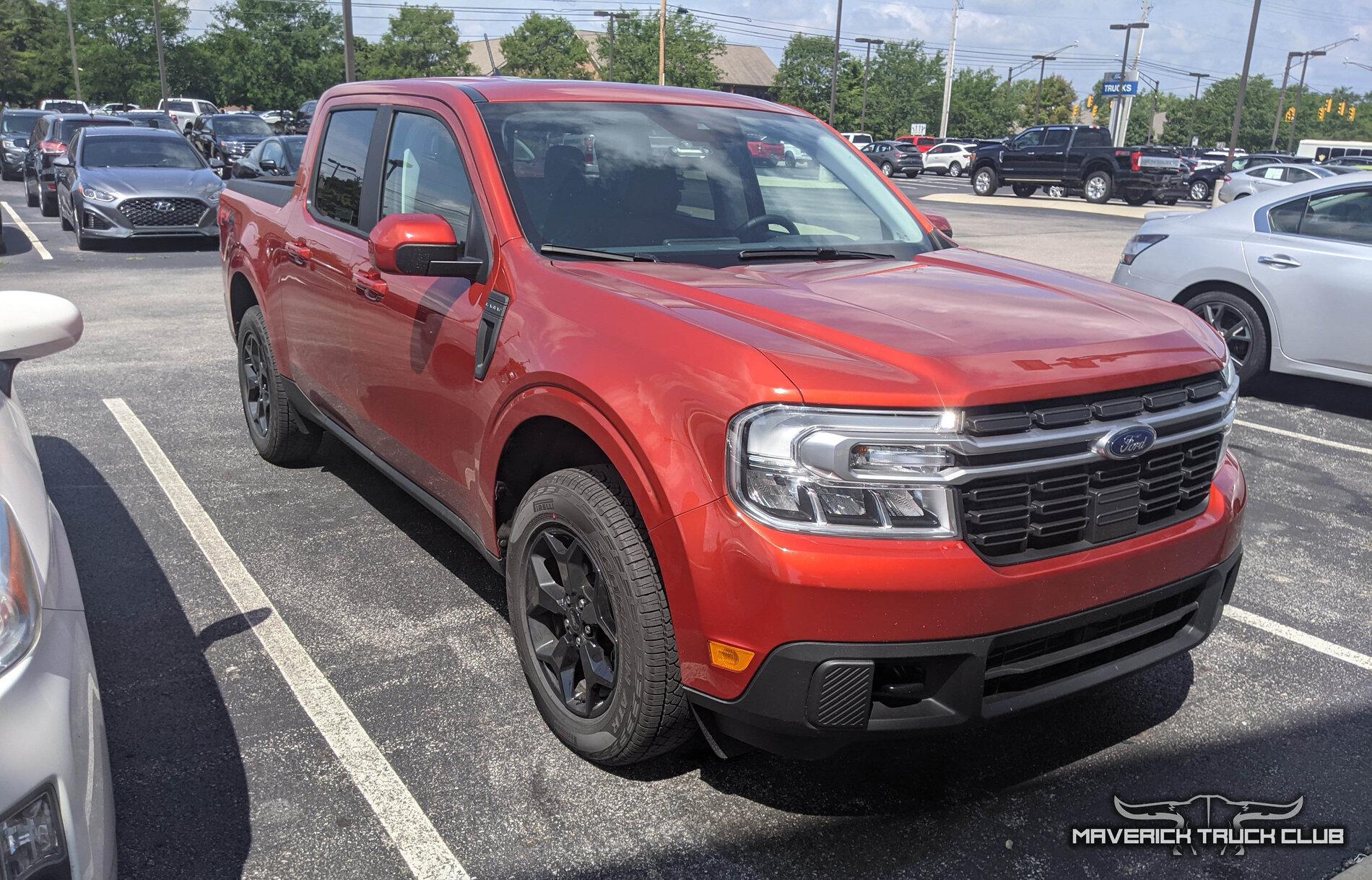 Ford Maverick HOT PEPPER RED Maverick Photos Thread Hot Pepper Red 2022 Maverick Lariat FX4 vs Prius 2