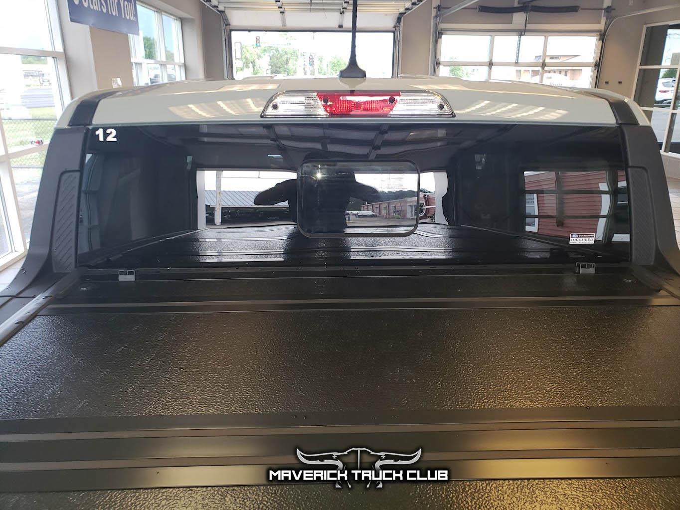 Ford Maverick TONS of Maverick Trainer Pics & Measurements! (Cactus Gray, 6'6" tall driver & passenger, legroom, car seat, no moonroof, undercarriage) 2022 Maverick Lariat Rear Window & Tri-Fold Hard Tonneau Bed Cover 1