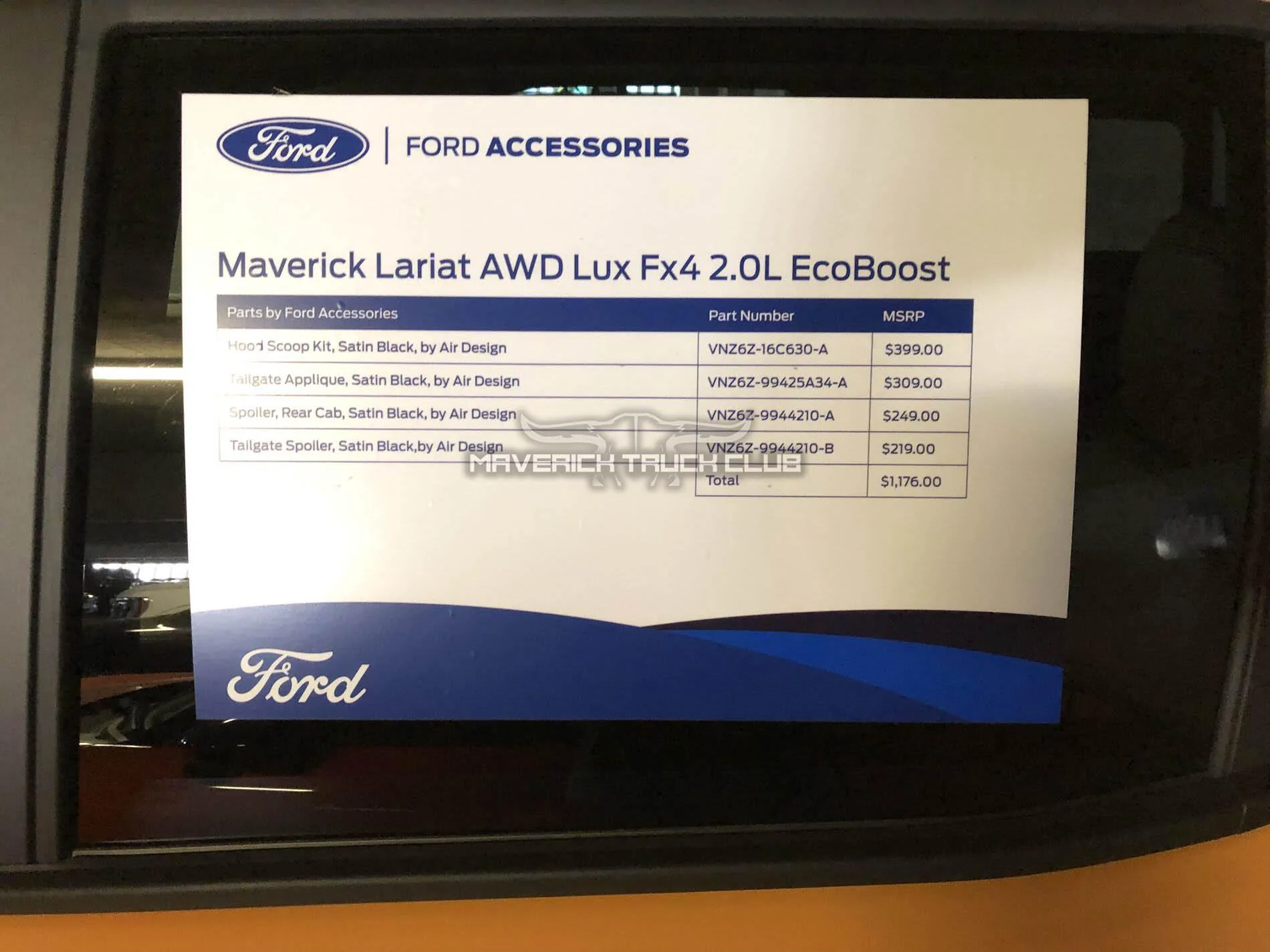 2022 Ford Maverick accessories - hood scoop kit, black tailgate applique sticker vinyl, cab r...webp