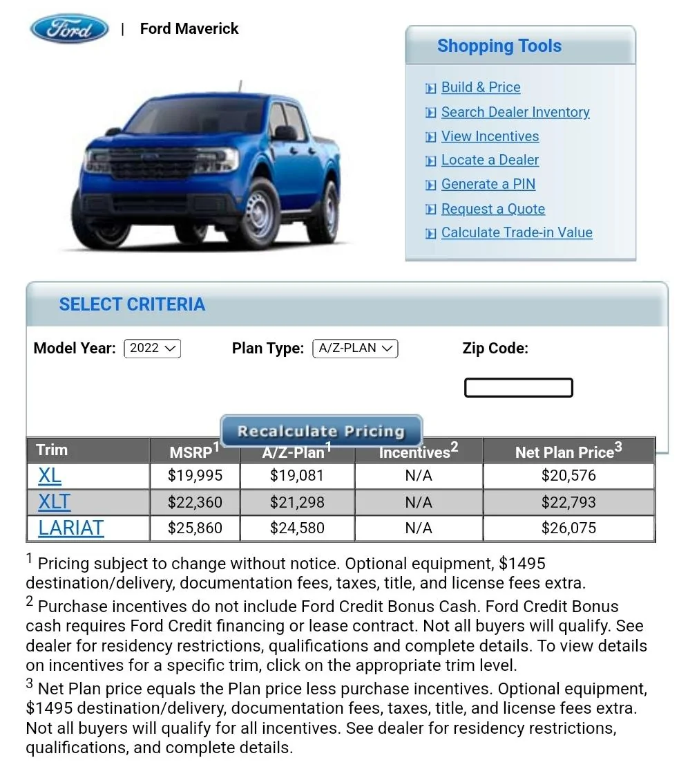 Ford Maverick A/Z Plan Price Discount Screenshot_20220314-132704_Kiwi Browser