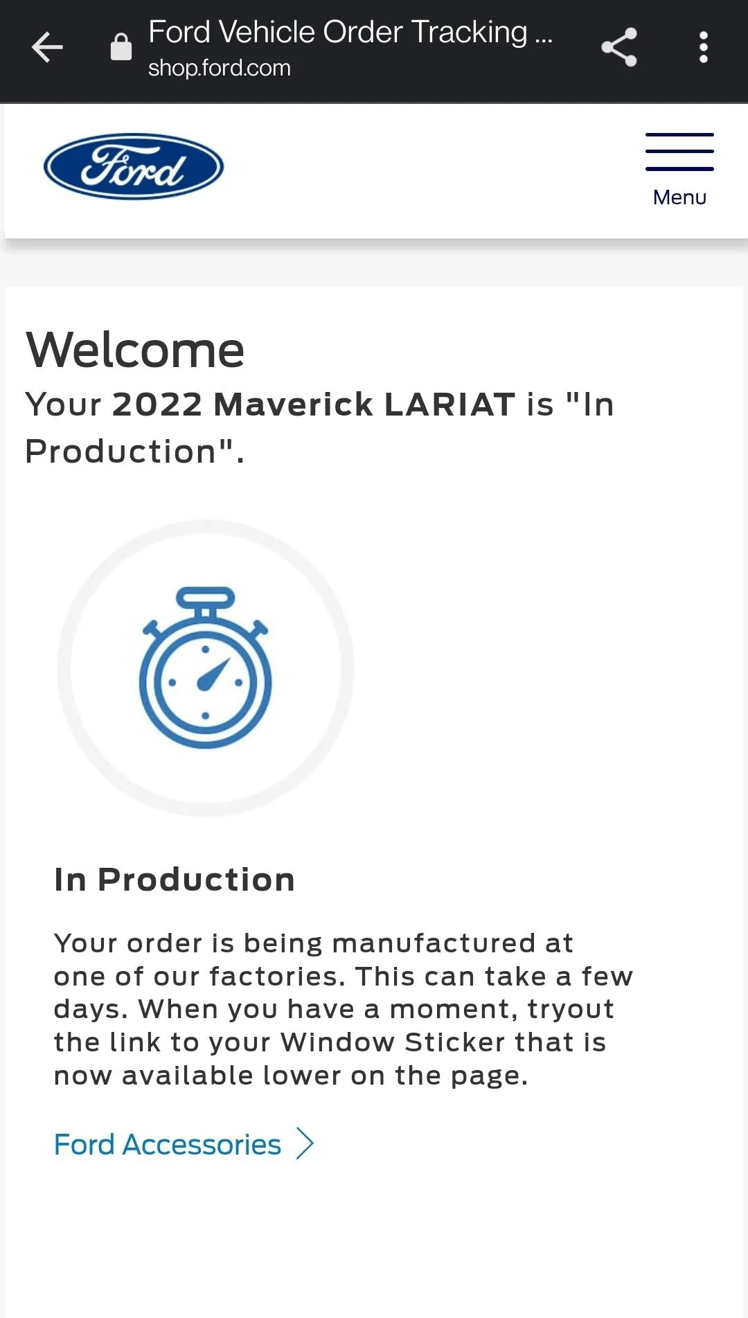 Ford Maverick Build date changed, but tracker shows in production Screenshot_20220314-182101__01