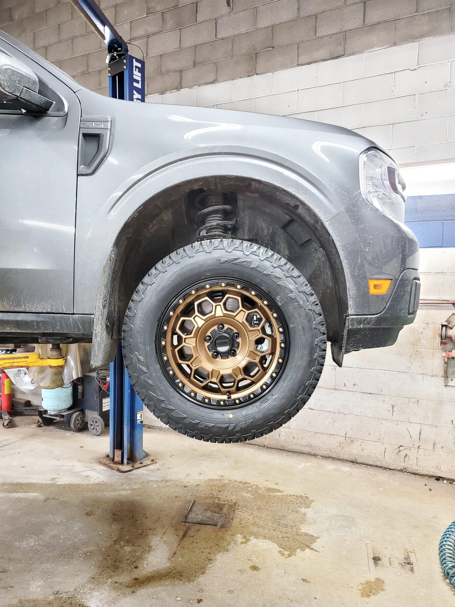 Ford Maverick New bronze KMC wheels and Falken tires installed 20220315_123053