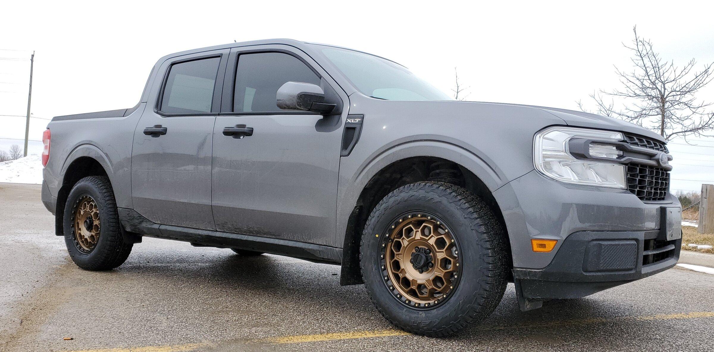 Ford Maverick New bronze KMC wheels and Falken tires installed 20220315_140002