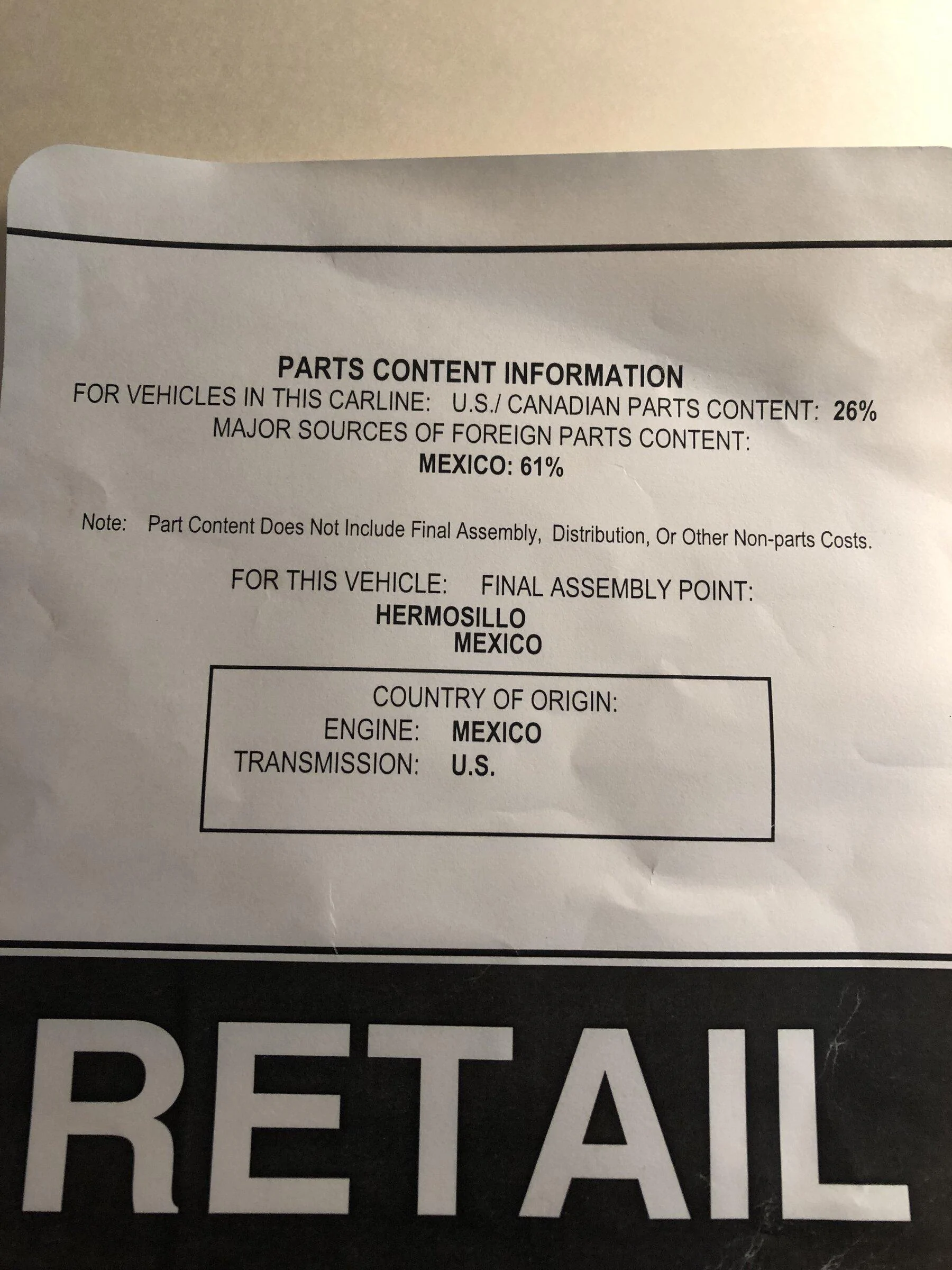 Ford Maverick Window Sticker updated during during delivery IMG_1941