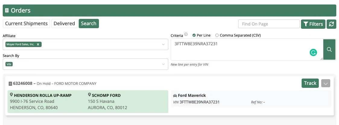 Ford Maverick My Truck is lost tracking
