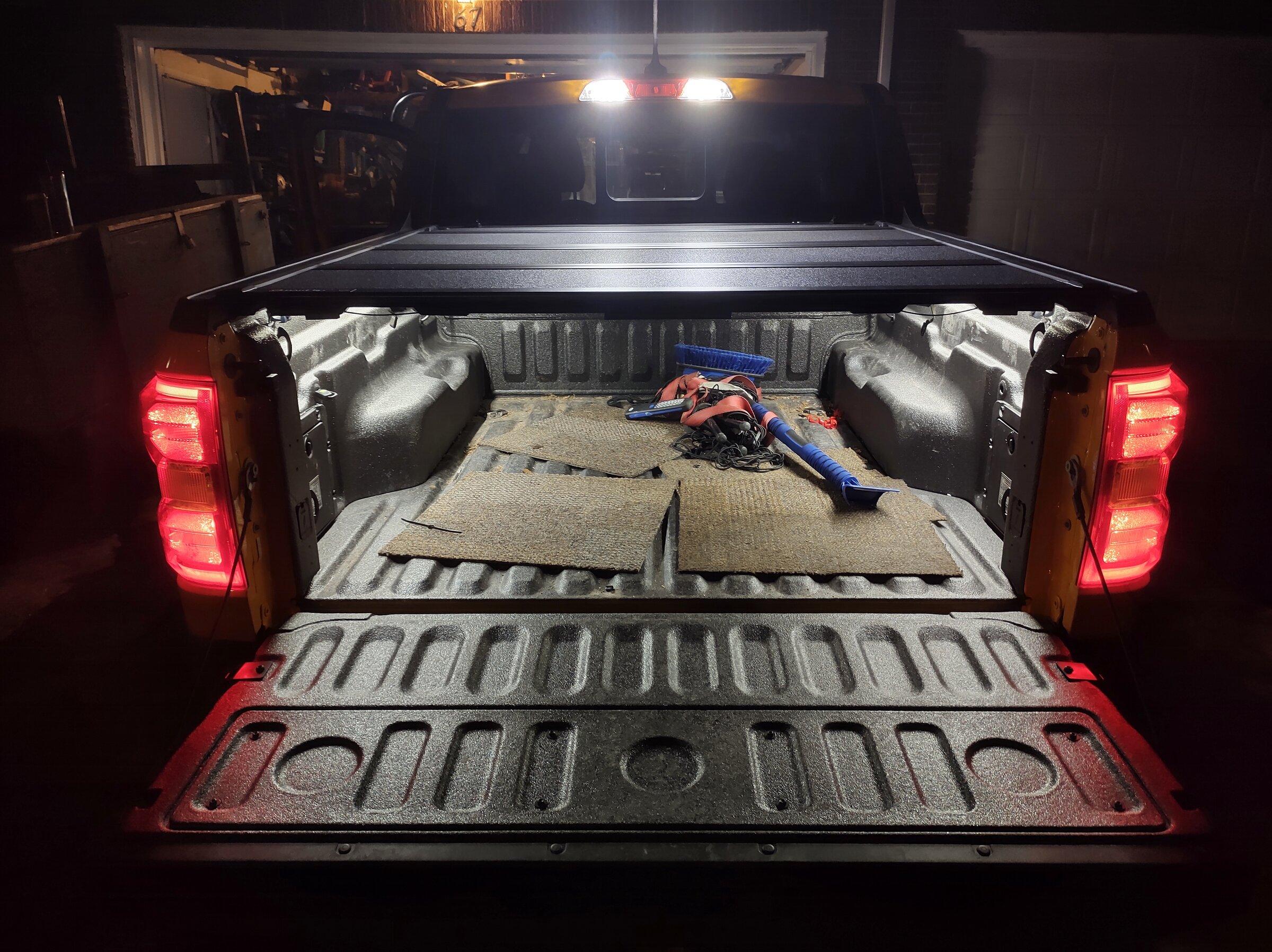 Ford Maverick truck bed LED lights installed interior lightin