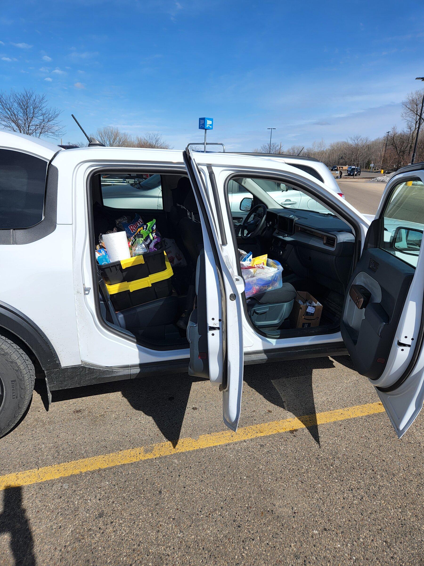 Ford Maverick Alaskan Bound - Delivery Road Trip Home in Two New Mavericks loading up with food