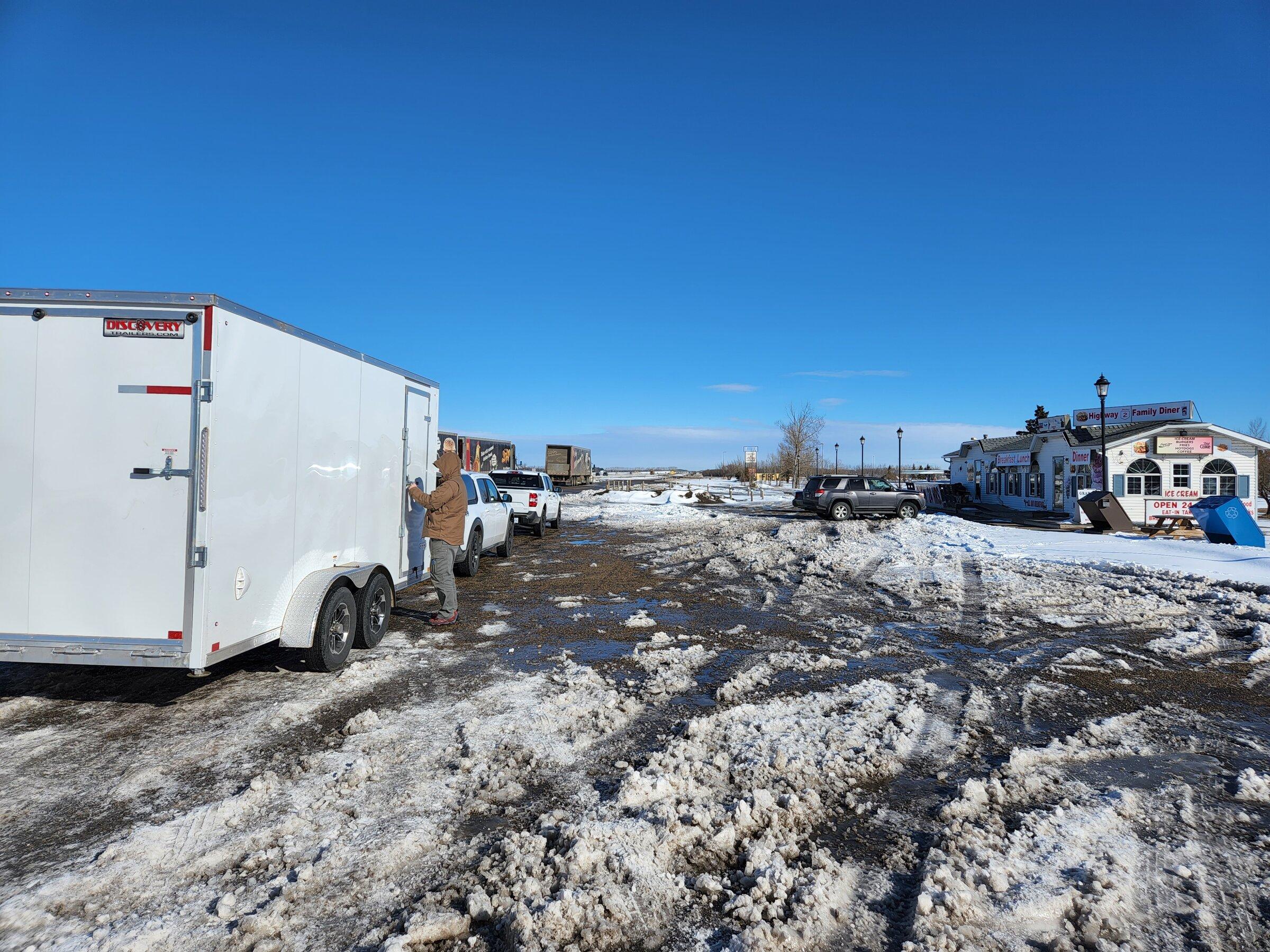 Ford Maverick Alaskan Bound - Delivery Road Trip Home in Two New Mavericks Snow north of Edmonton