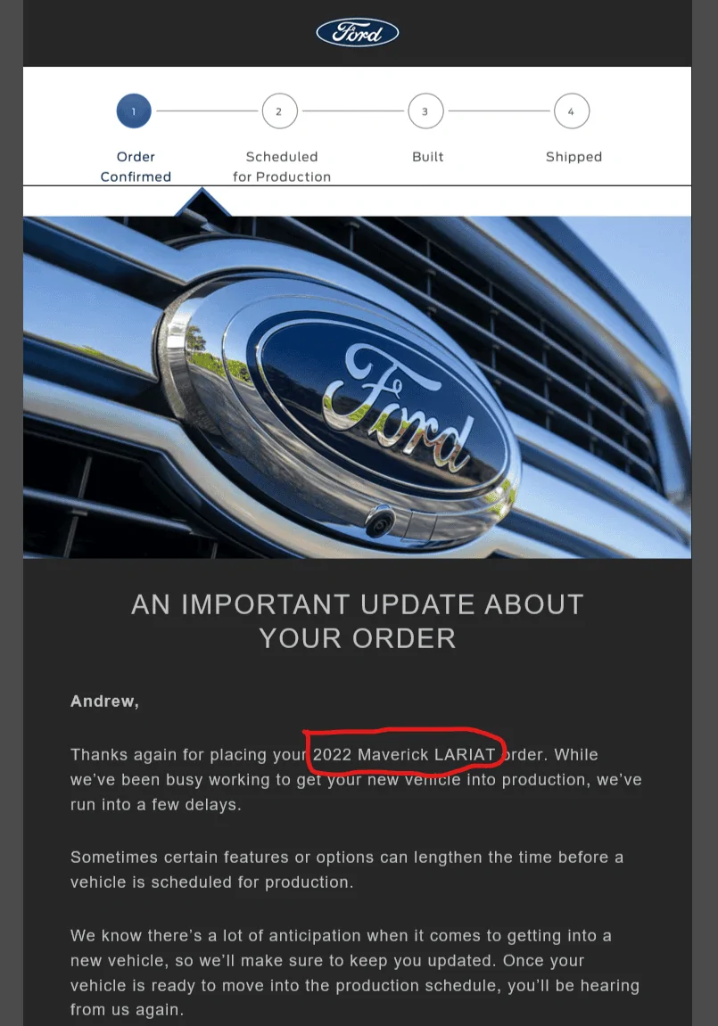 Ford Maverick "Congratulations on your recent purchase of a FORD MUSTANG!" 1648036509668