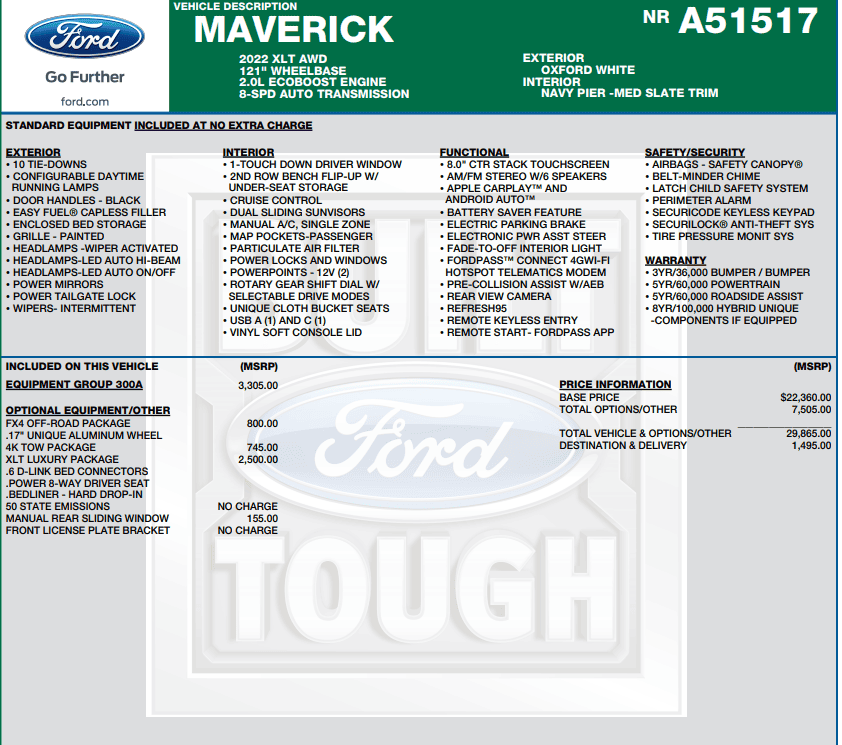 Ford Maverick 3/28 Production Date 1648046266440