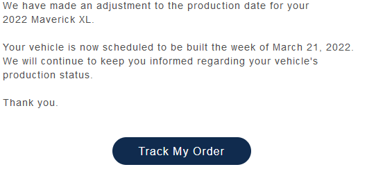 Ford Maverick Ford sends out (blanket spam) email -- "An Important Update About Your Order" 1648054123829