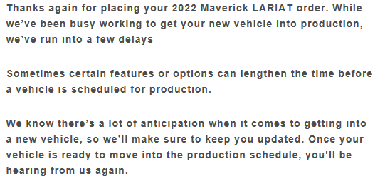 Ford Maverick 3/24 Scheduling Email Received Group [EMAILS NOT YET RECEIVED] 1648159980800