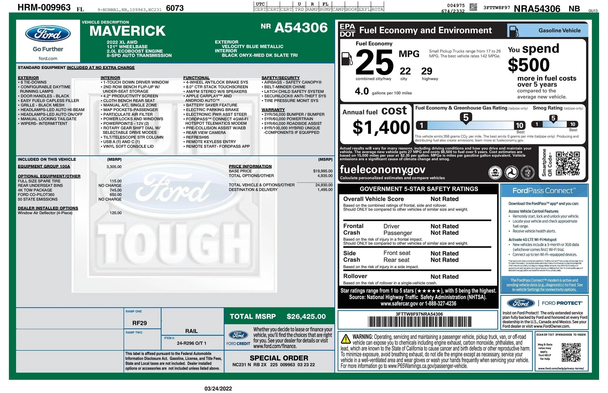 Ford Maverick 3/24 Scheduling Email Received Group [EMAILS NOT YET RECEIVED] windowsticker