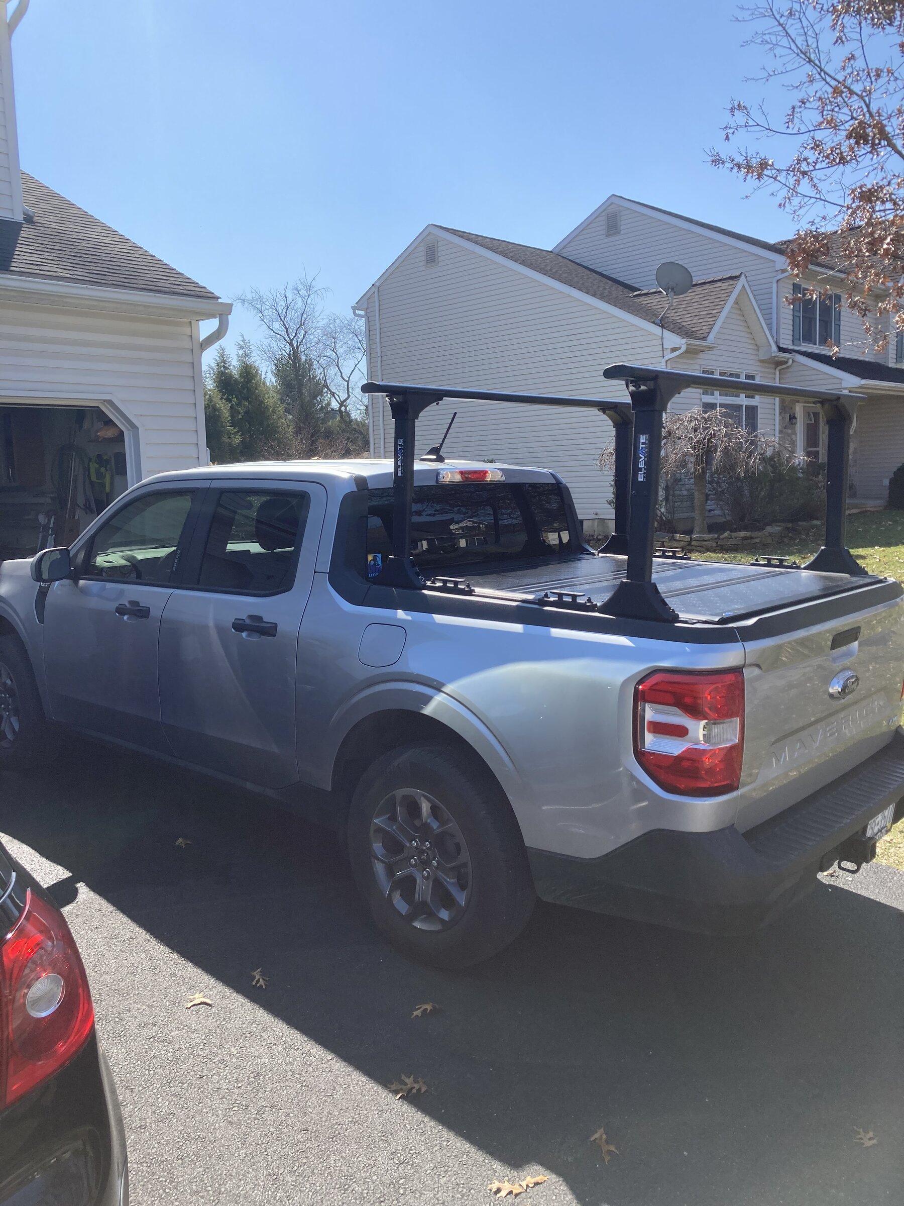 Ford Maverick Installed Elevate Racks with Ford hard trifold tonneau…. One issue to report 0AE90A60-7F90-4242-A398-D561626A1F8D