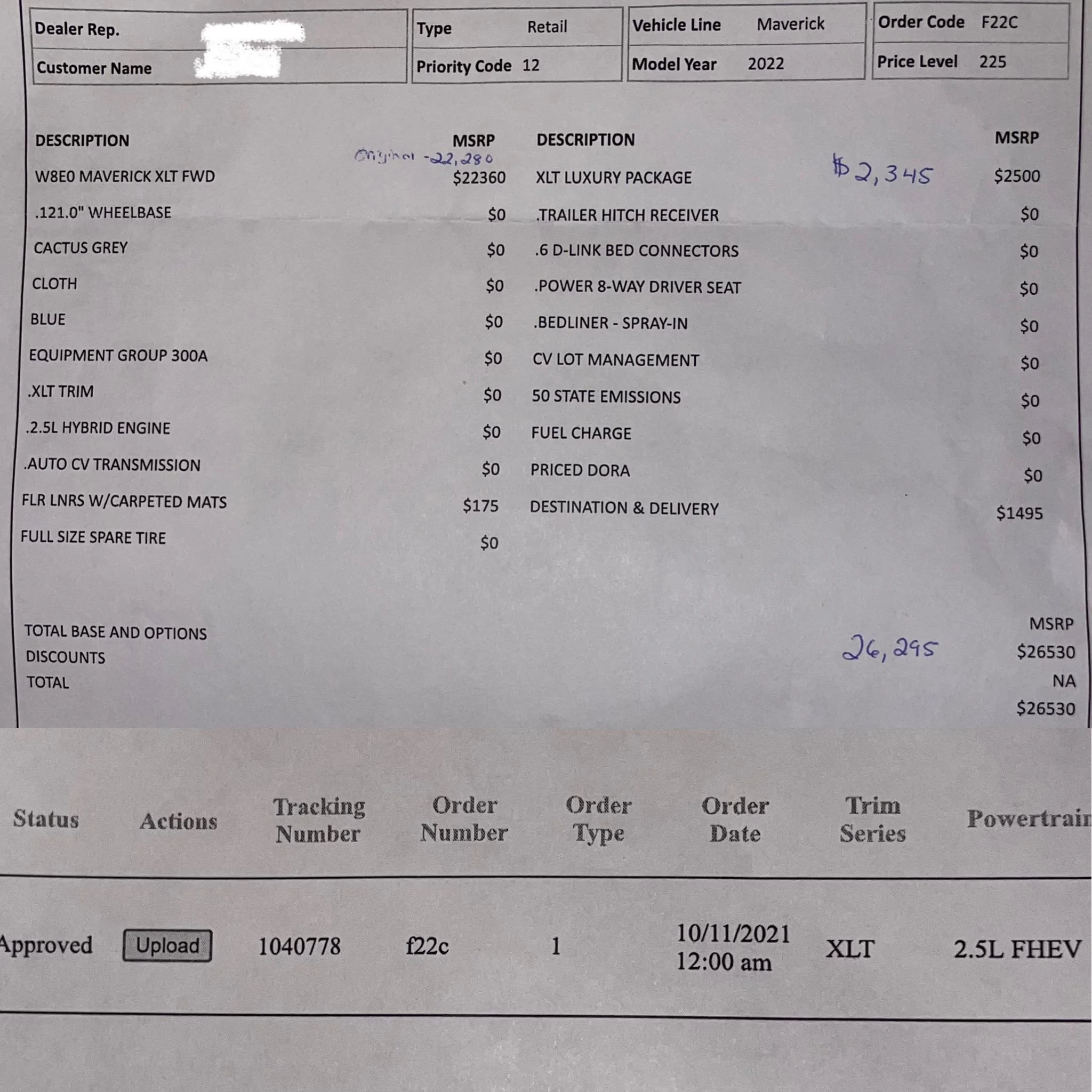 Ford Maverick Can someone help me understand this dealer paperwork? 007CE95F-D930-4D8E-98DB-621A6B06E262