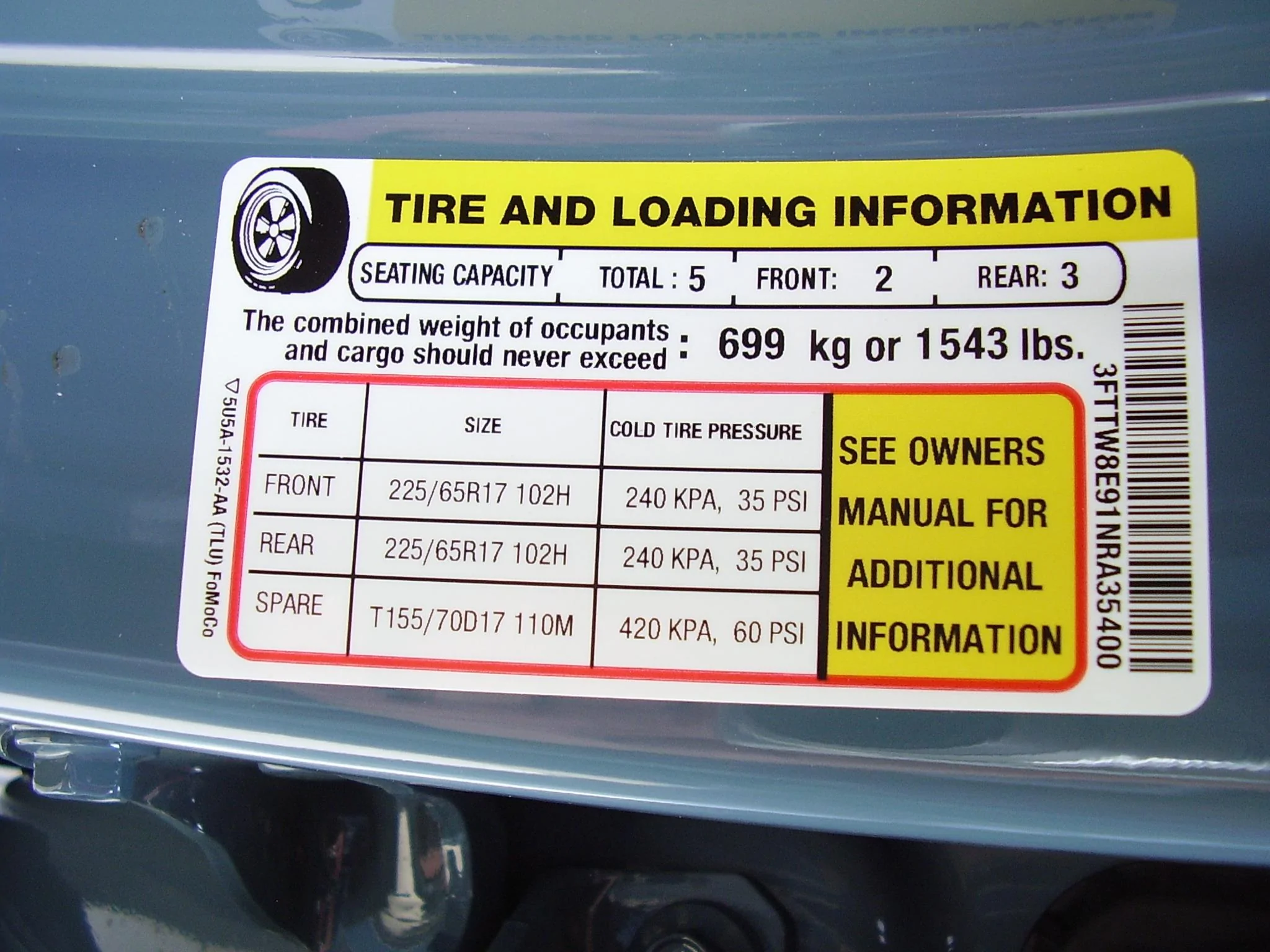 Ford Maverick Post your Payload Label Stickers Here P1010001