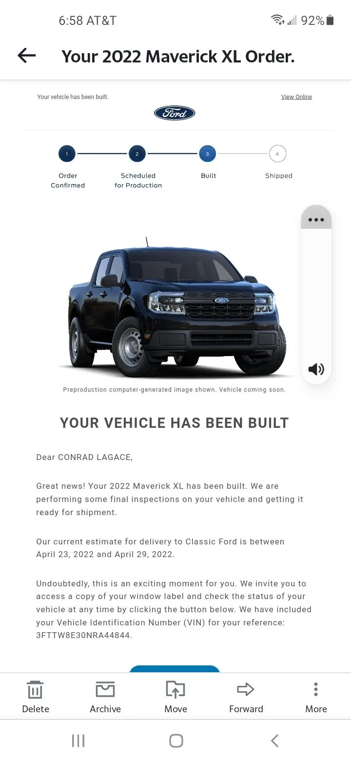 Ford Maverick 🧭 Maverick Build & Tracking Links Screenshot_20220329-065827_Yahoo Mail