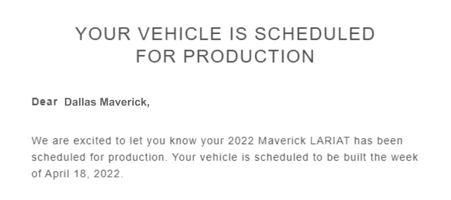 Ford Maverick Status went backwards from In Production to Confirmed 1648590392827