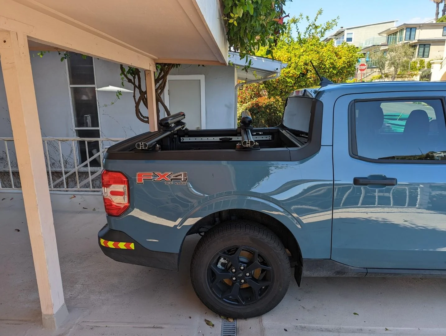 Ford Maverick Installed Medium Profile cross bars with Ford Accessories hard rollup PXL_20220329_213748501