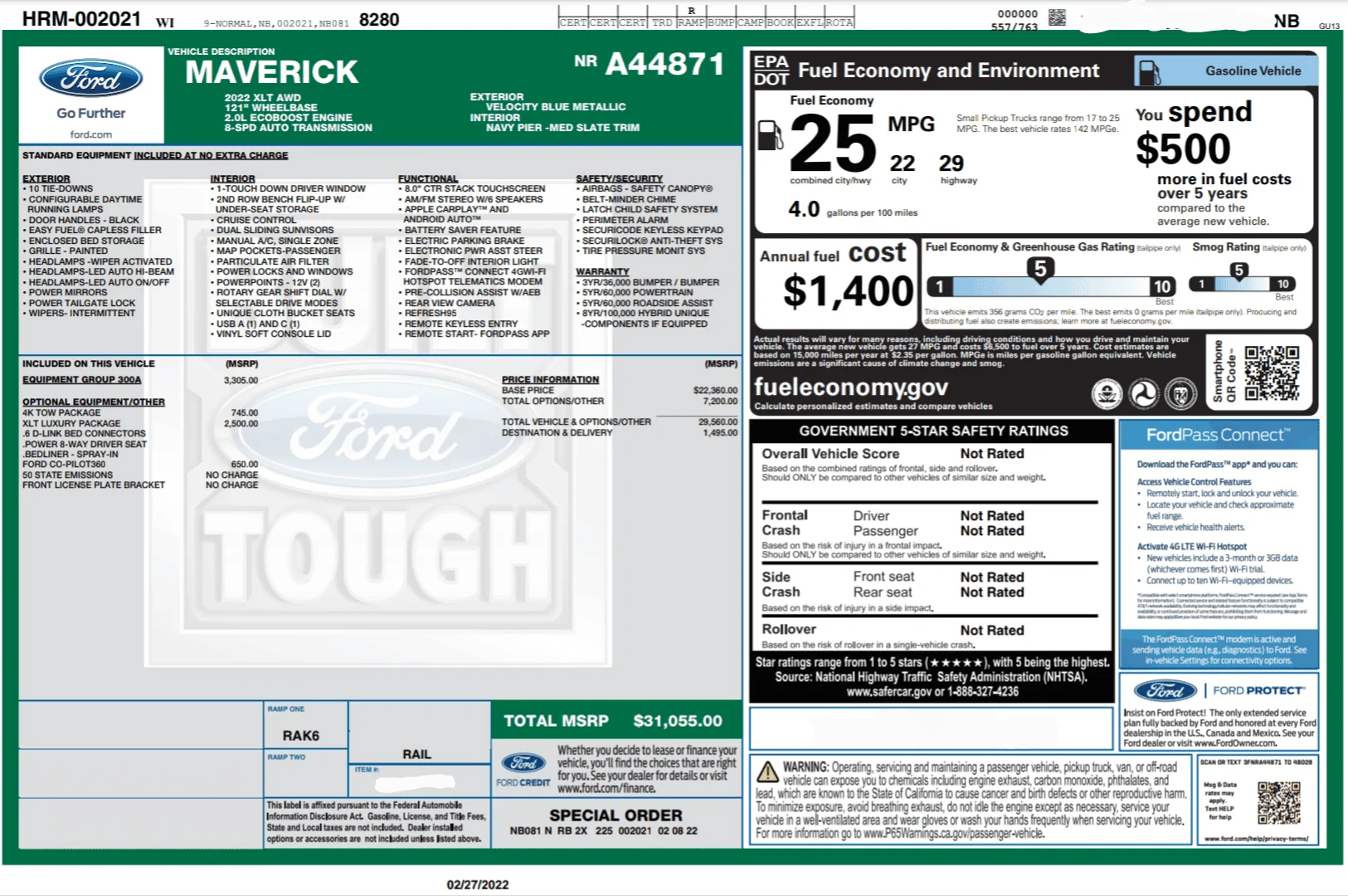 Ford Maverick Is anyone else Missing a package on their window Sticker? Screenshot_20220329-173039~3