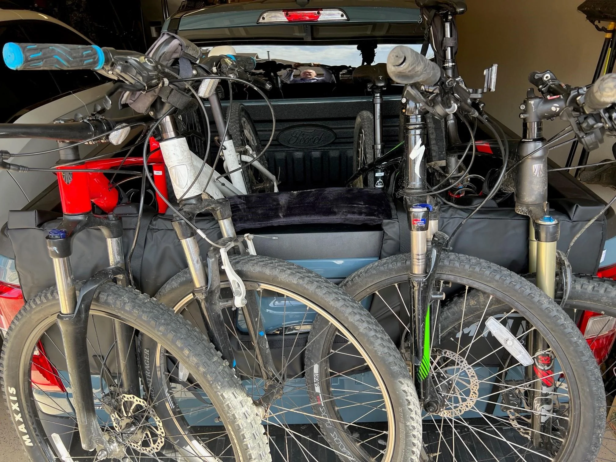 Ford Maverick If there was any doubt before... 4 bicycles hung on tailgate clos