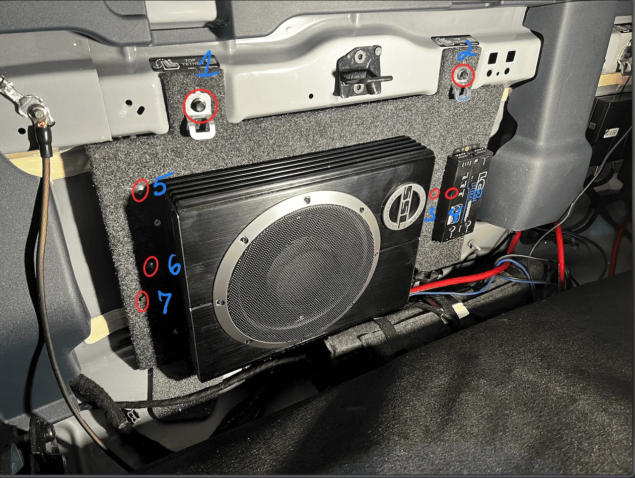 Ford Maverick Kicker Hideaway HS10 installed behind rear seats Screen Shot 2022-03-30 at 3.00.11 PM