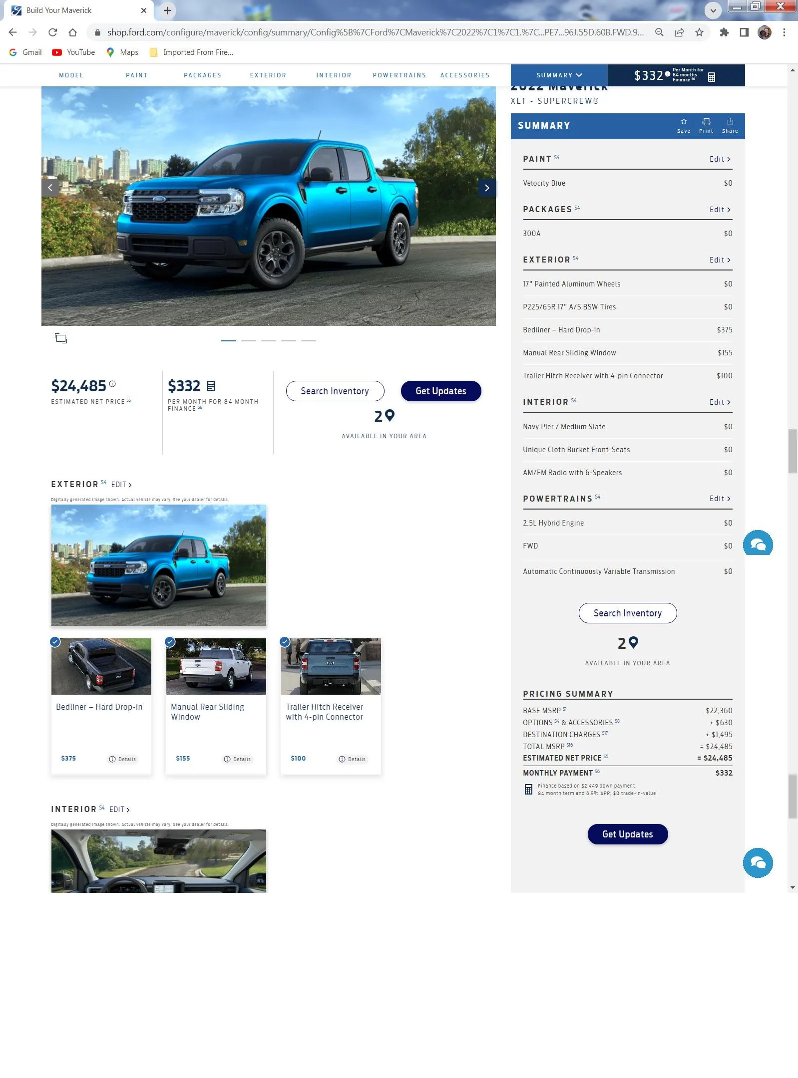 Ford Maverick Does the XLT come with Co pilot 360 ? build