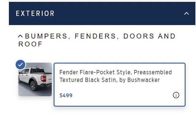 Ford Maverick RealTruck.com Bushwacker Fender Flares fender2