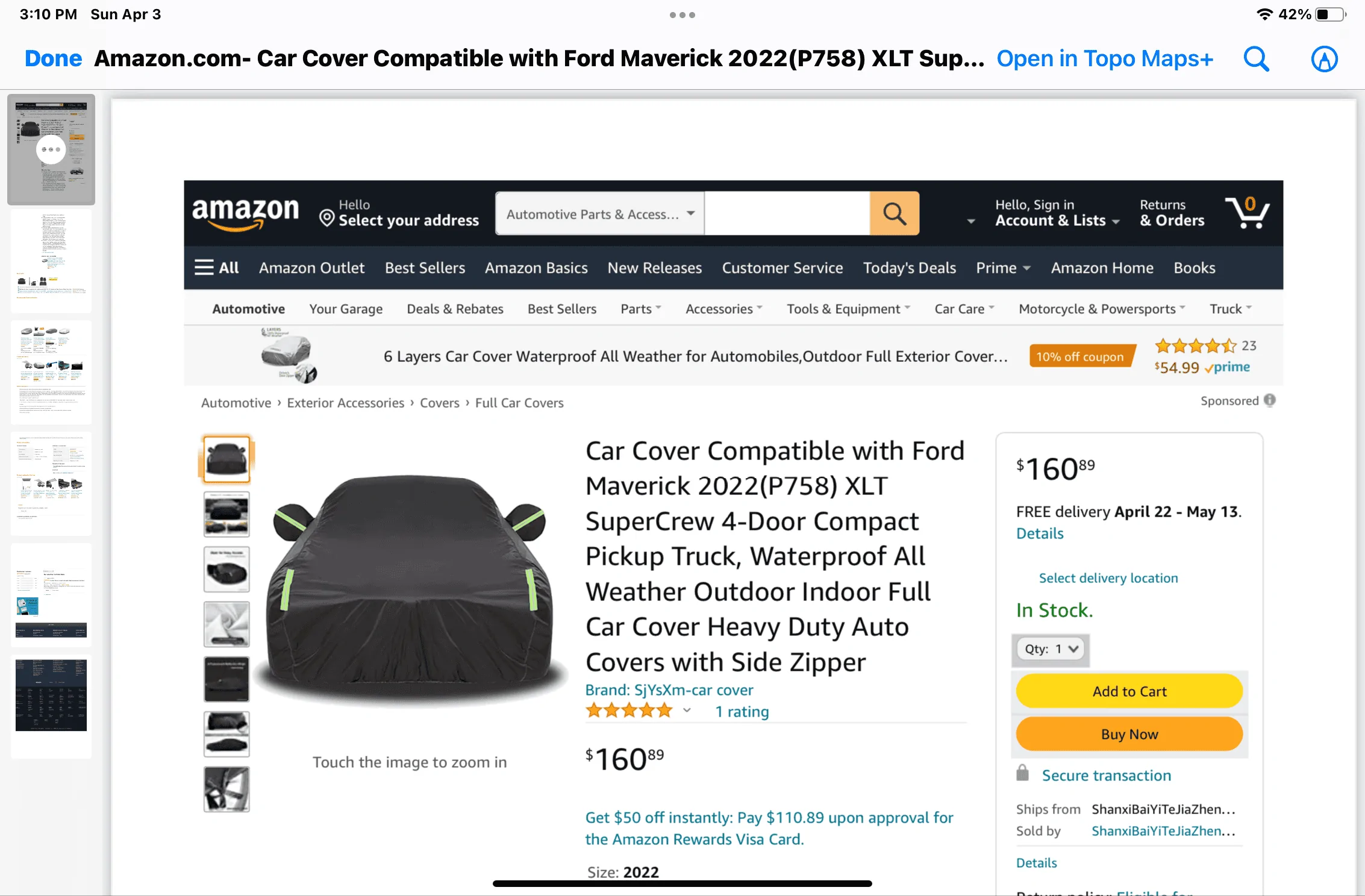 Ford Maverick Car Cover for Maverick B71B3211-C5F3-42FA-893A-3B5DF940B5E5