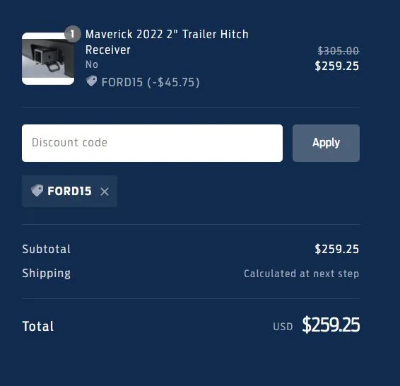 Ford Maverick DIY - Tow Hitch Installation Receiver Order