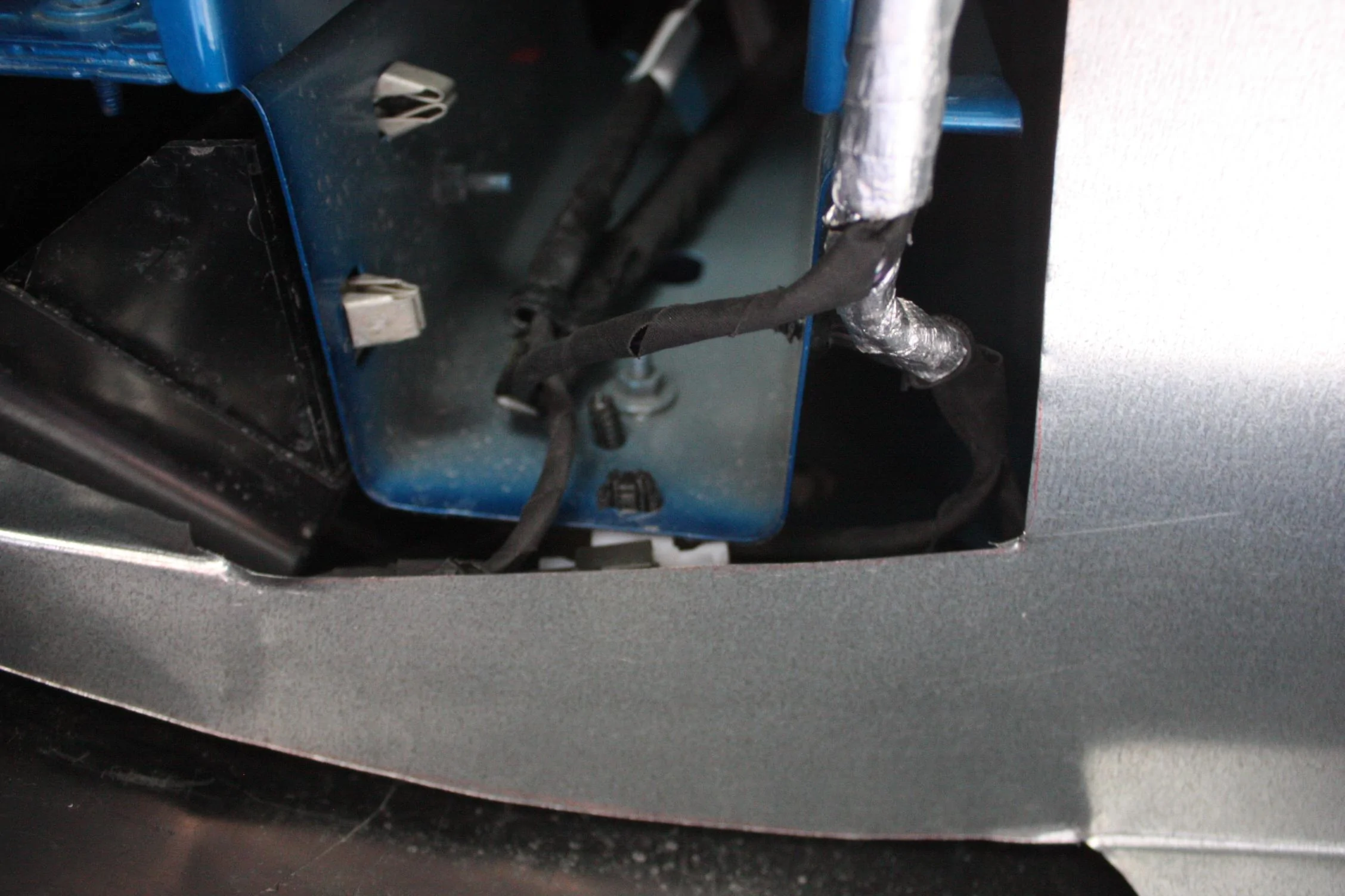 Ford Maverick Custom fabricated cover / filler panel for left rear underbody opening IMG_2407