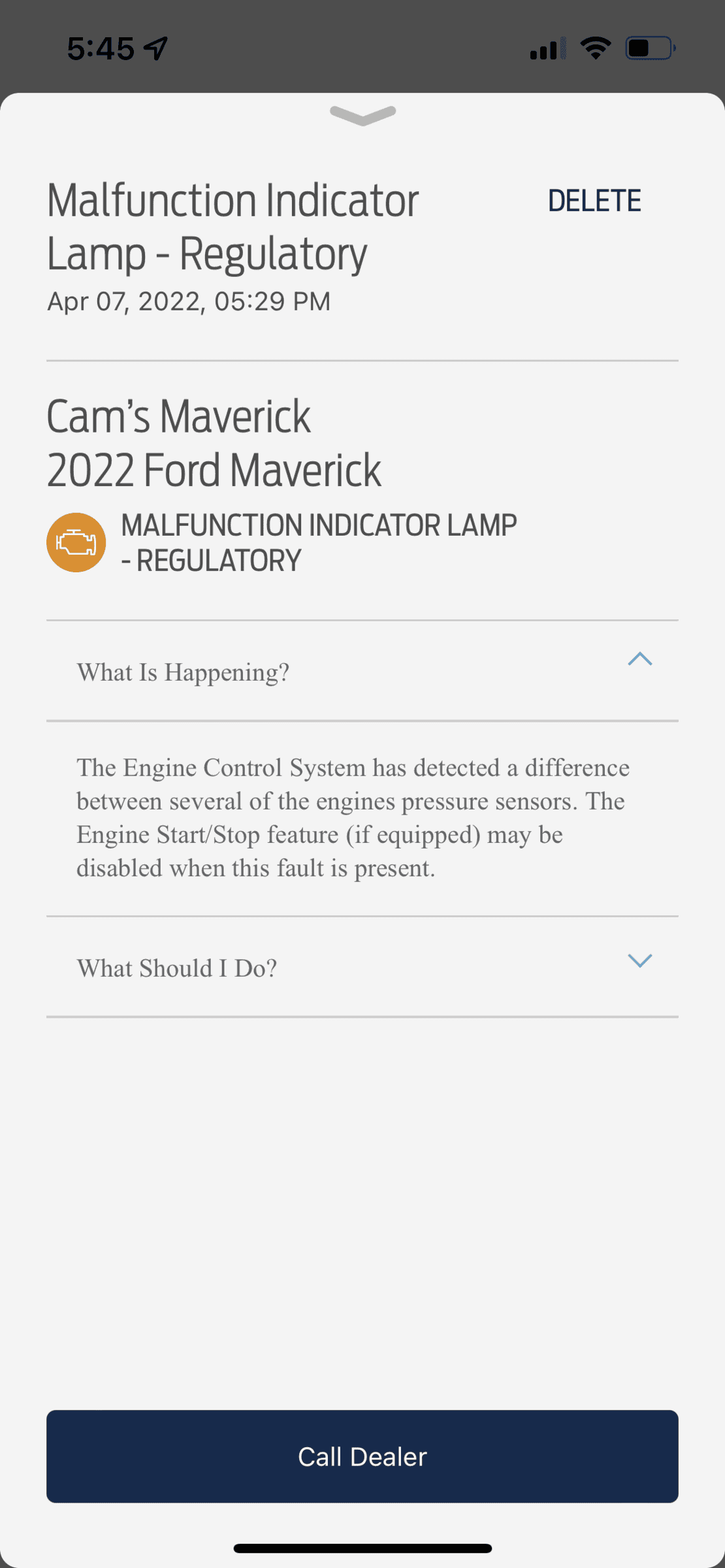 Ford Maverick Powertrain Malfunction & Malfunction Indicator Lamp 0DF196E3-C60B-4F07-9825-3AC84168B0C7