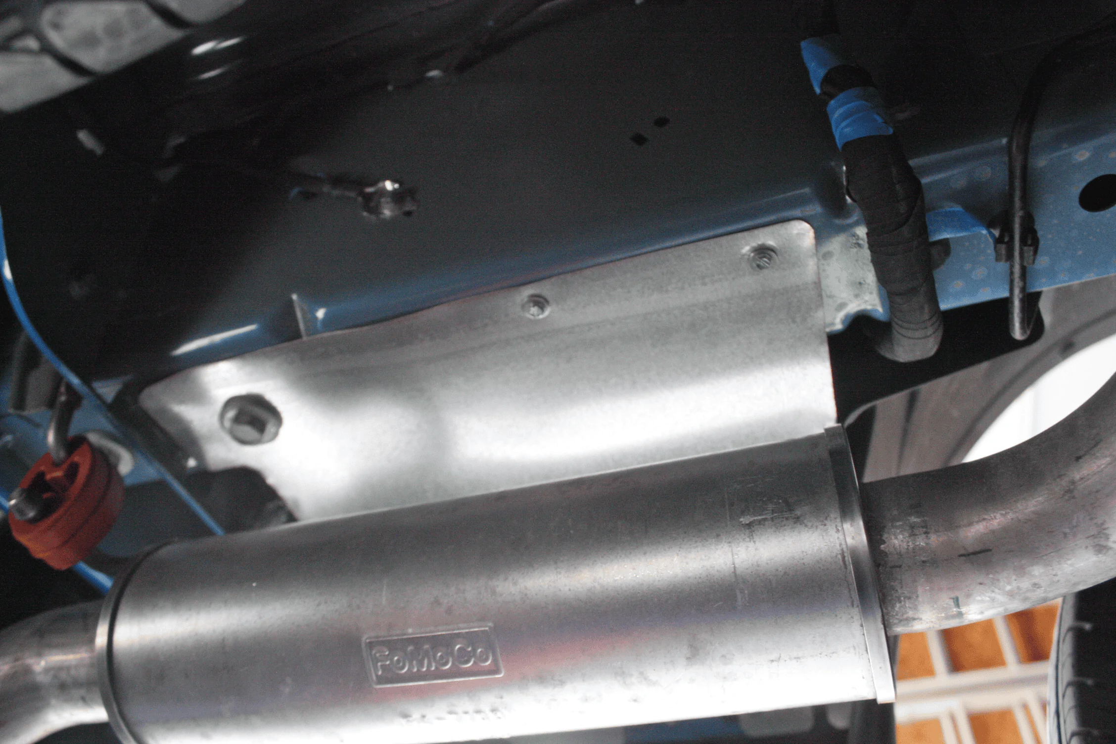 Ford Maverick Custom fabricated cover / filler panel for left rear underbody opening IMG_2412