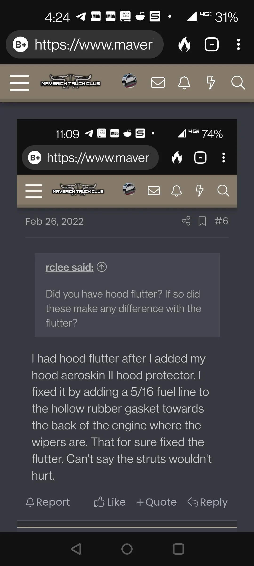 Ford Maverick Hood deflector recommendations? Screenshot_20220412-162418