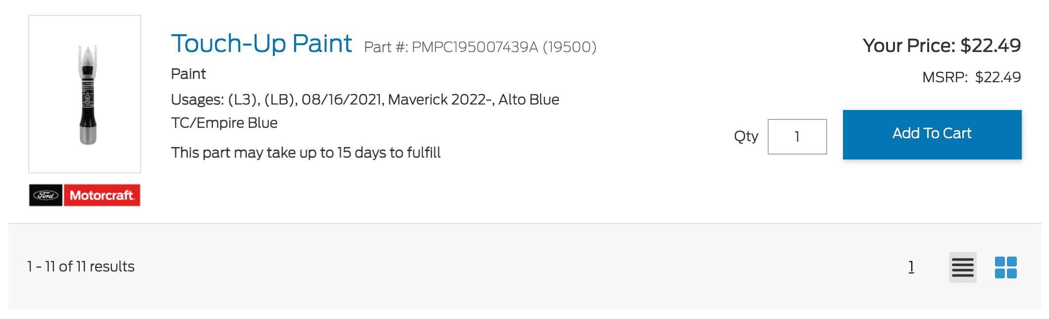 Ford Maverick Matching Alto Blue paint code? Motorcraft Touch Up Paint
