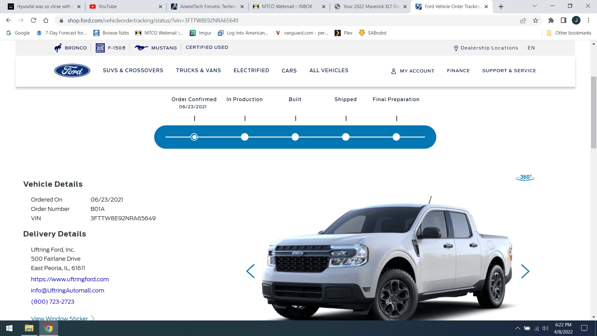 Ford Maverick Finally received a "Thursday" Email! in production tracker