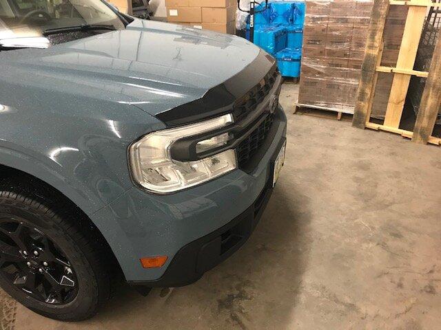 Ford Maverick Installation of Official Maverick Hood Deflector Shield IMG_3712