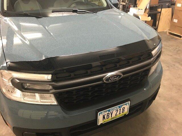 Ford Maverick Installation of Official Maverick Hood Deflector Shield IMG_3714