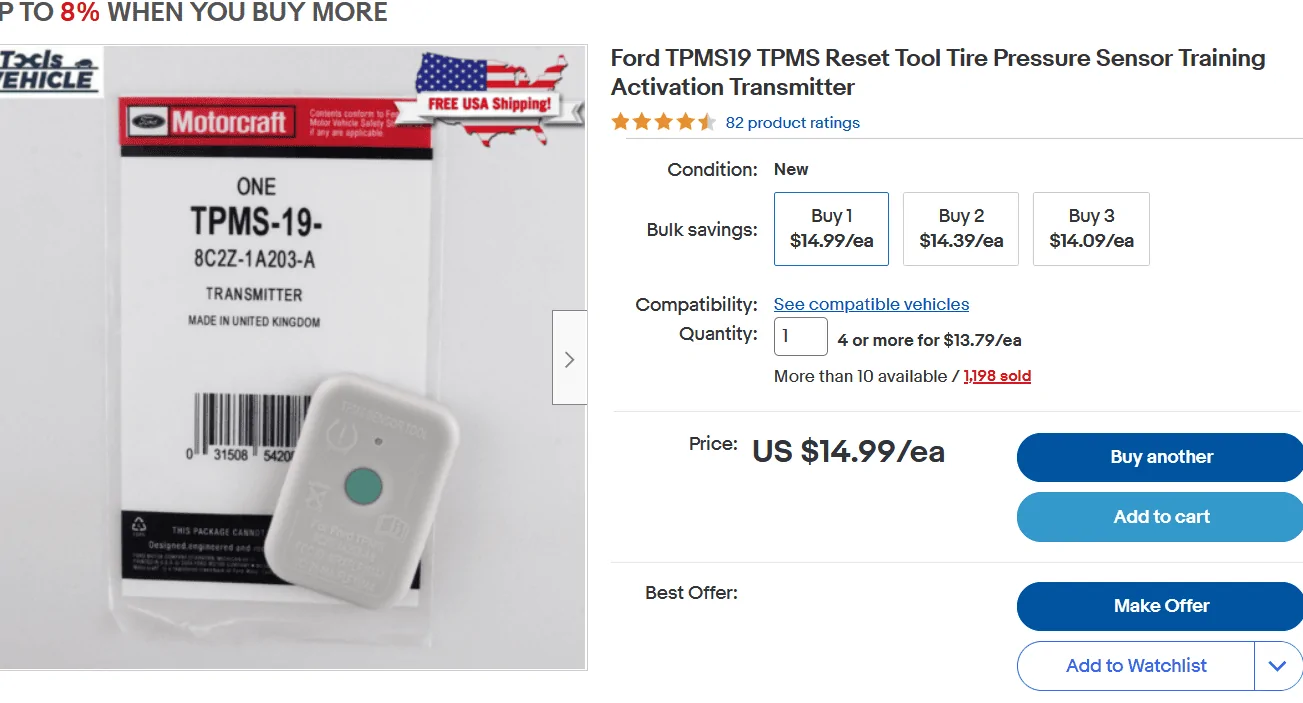Ford Maverick Tire rotation and TPMS 1650485652102