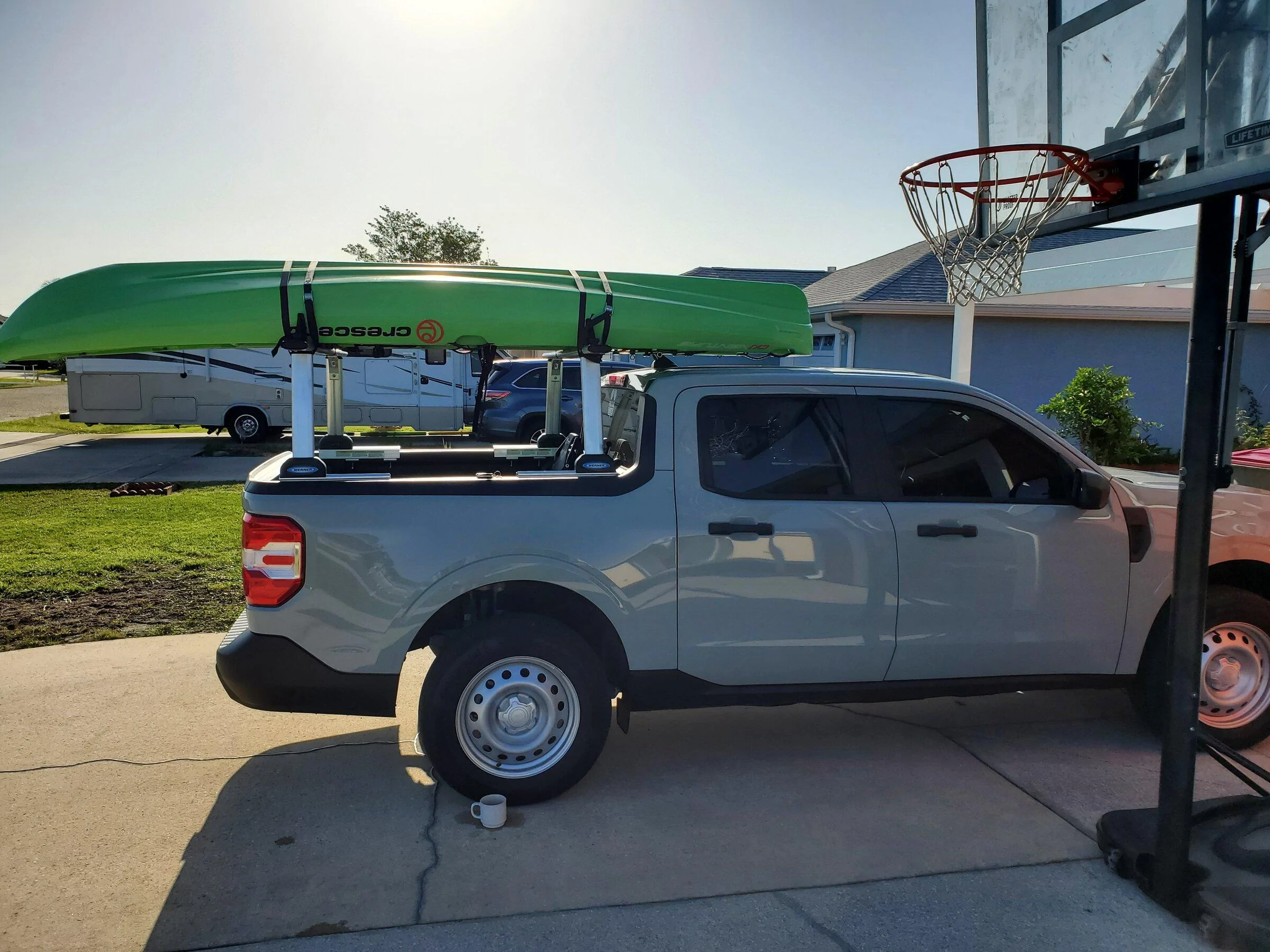 Ford Maverick First fishing trip with 11.5 ft Crescent CK1 Kayak mounted 20220422_080640