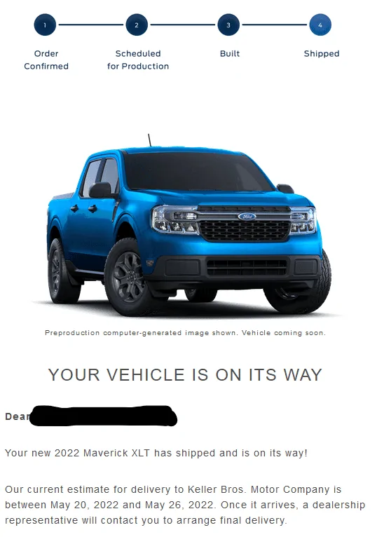 Ford Maverick Pennsylvania orders? 1650886810938