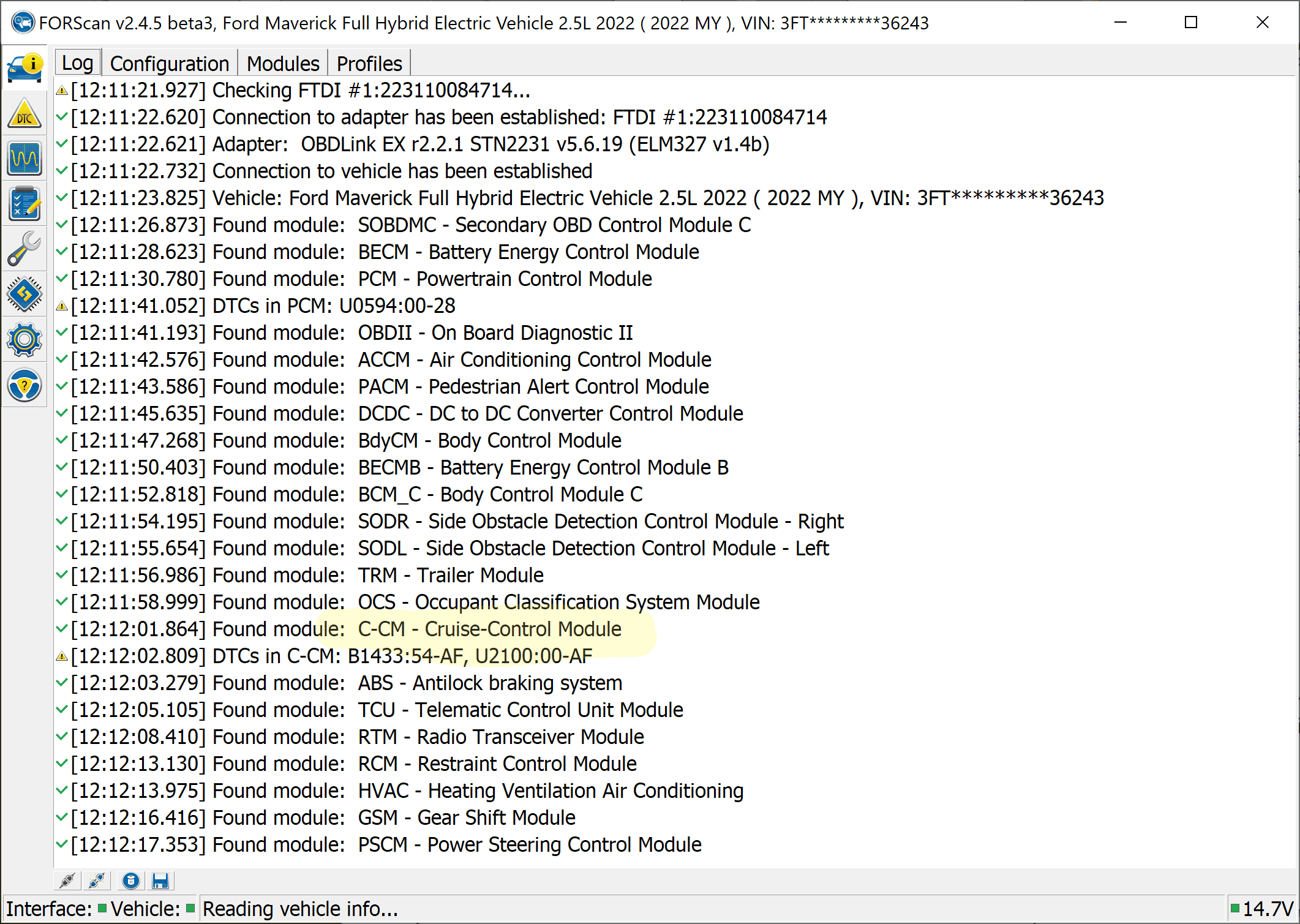 Ford Maverick Adaptive Cruise Control on XLT Hybrid? forscan_screenshot01