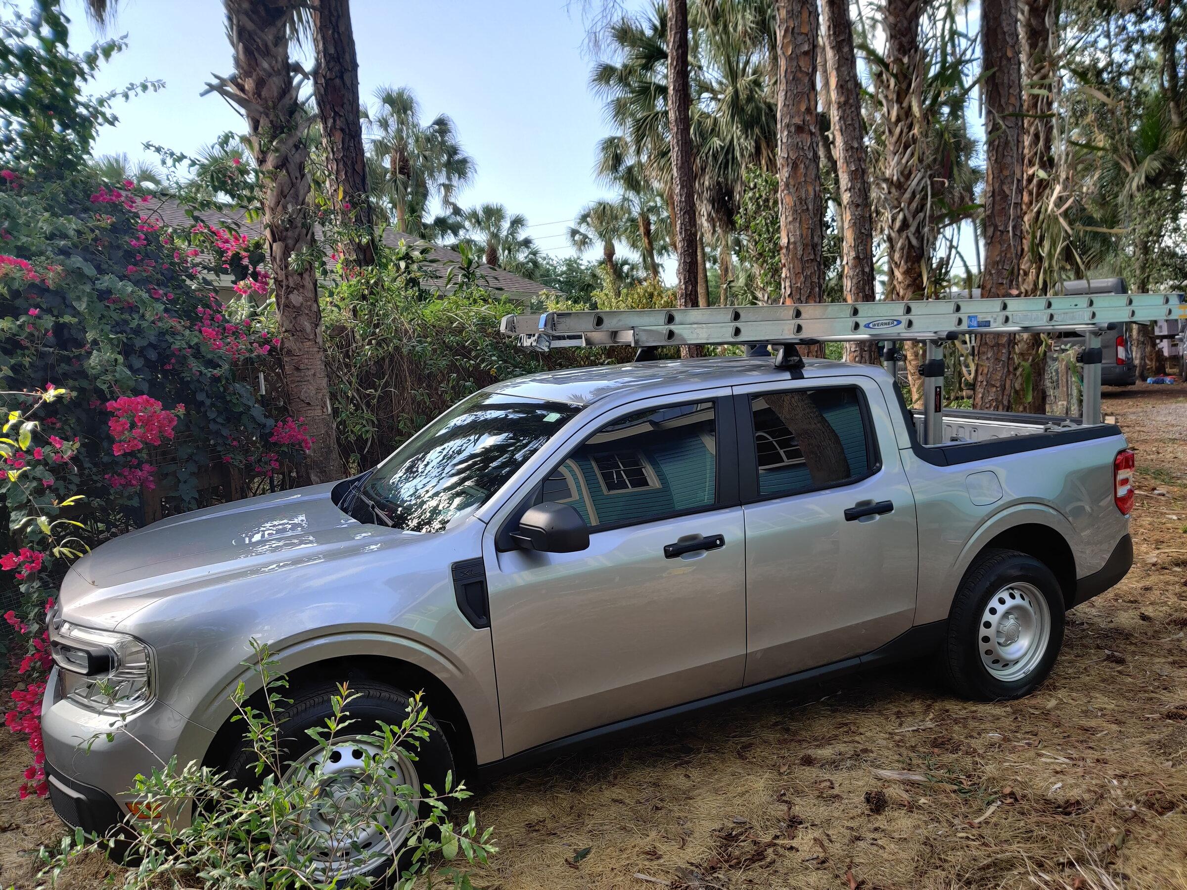Ford Maverick Installed Ladder Rack with minimal modifications Maverick rack