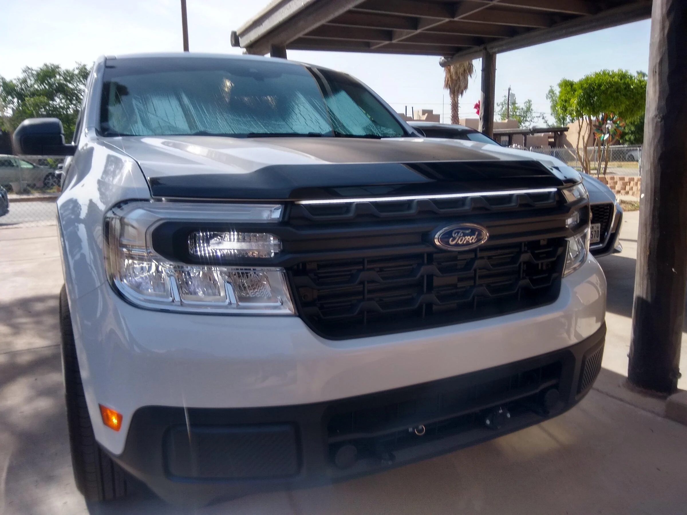 Ford Maverick Custom Lightning-style LED light bar strip added to Maverick grille IMG_20220430_170800127_HDR