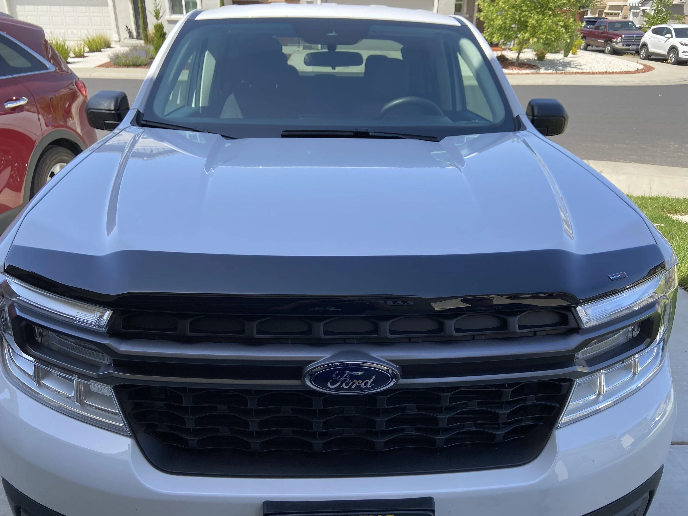 Ford Maverick WeatherTech hood deflector installed ABB6408A-58B6-458D-9C2F-779ECC054BDC