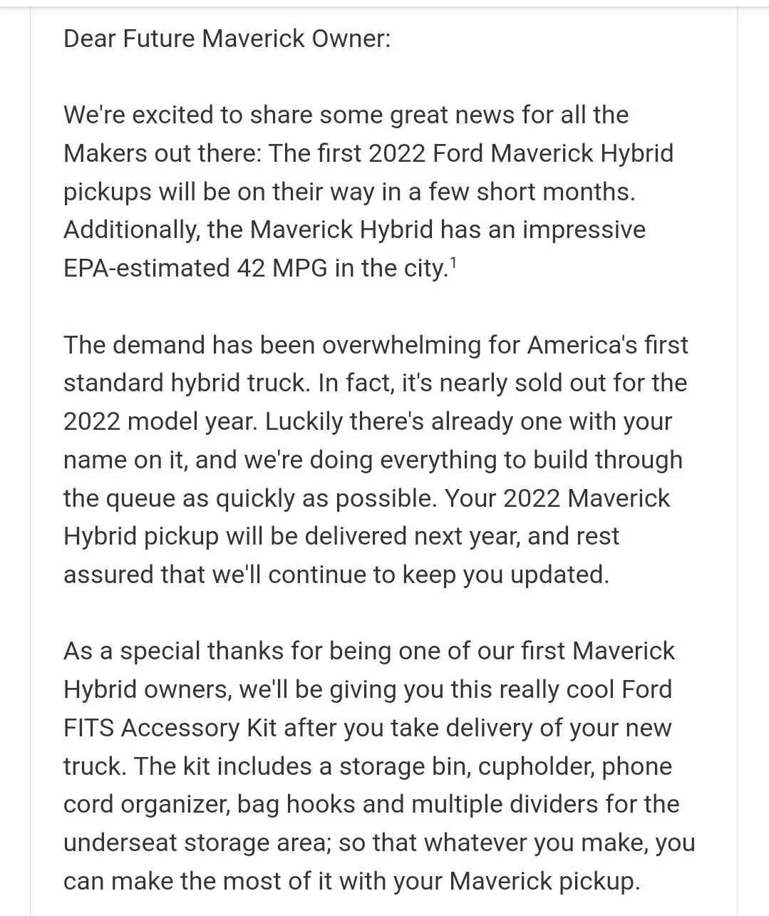 Ford Maverick Free gift Screenshot_20211021-181327_Yahoo Mail