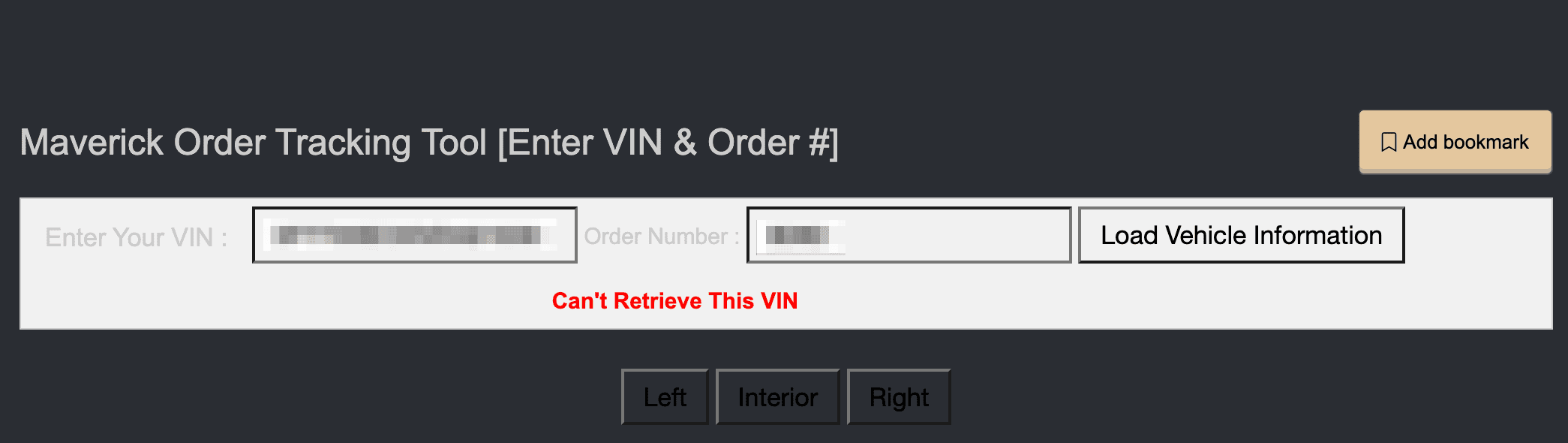 Ford Maverick Ford Tracking System webpage not working? MTC VIN Looku